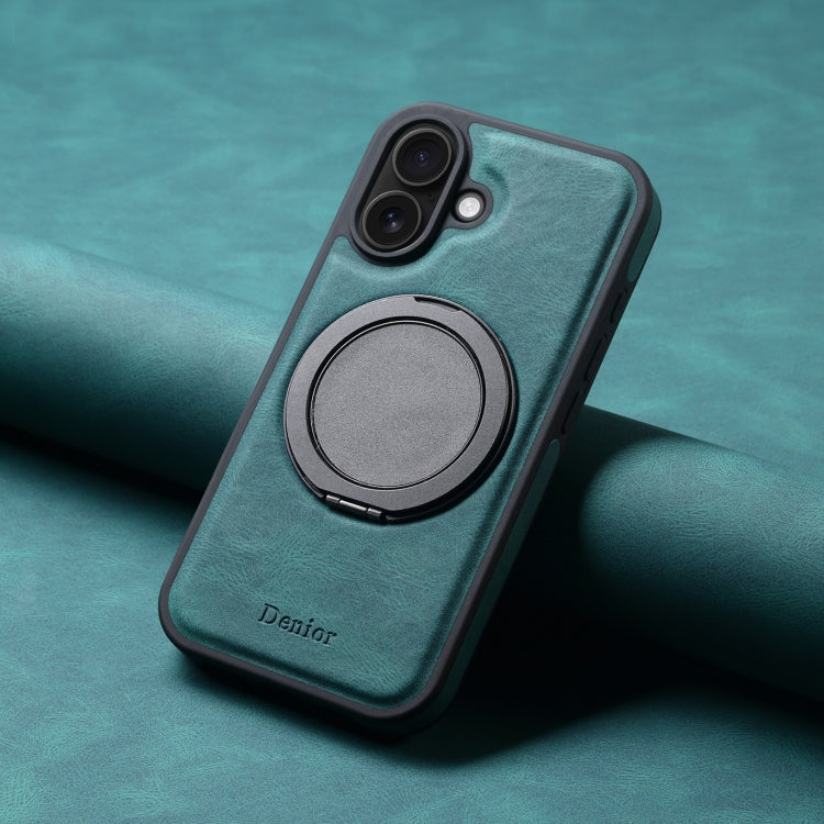 For iPhone 16 Plus Denior A14 Skin Feel Rotating Holder MagSafe Phone Case(Blue) - iPhone 16 Plus Cases by Denior | Online Shopping South Africa | PMC TechLife | Buy Now Pay Later Mobicred