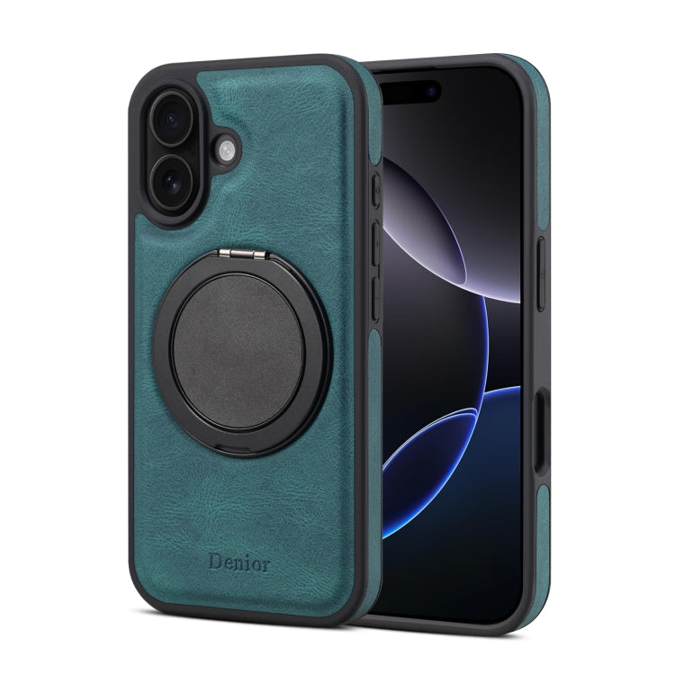 For iPhone 16 Plus Denior A14 Skin Feel Rotating Holder MagSafe Phone Case(Blue) - iPhone 16 Plus Cases by Denior | Online Shopping South Africa | PMC TechLife | Buy Now Pay Later Mobicred