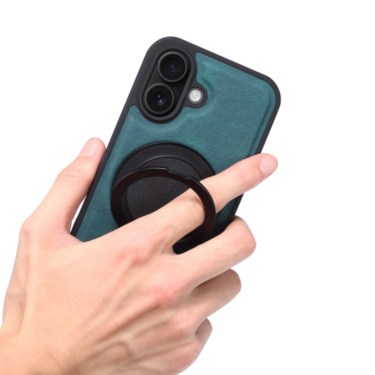 For iPhone 16 Plus Denior A14 Skin Feel Rotating Holder MagSafe Phone Case(Blue) - iPhone 16 Plus Cases by Denior | Online Shopping South Africa | PMC TechLife | Buy Now Pay Later Mobicred