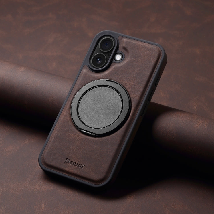 For iPhone 16 Plus Denior A14 Skin Feel Rotating Holder MagSafe Phone Case(Brown) - free shipping - PMC TechLife - Order now!