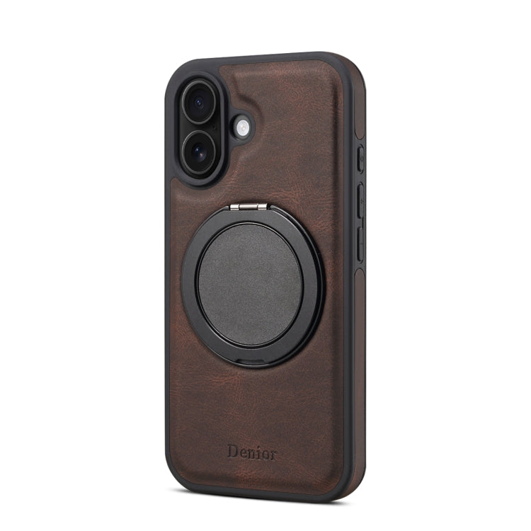 For iPhone 16 Plus Denior A14 Skin Feel Rotating Holder MagSafe Phone Case(Brown) - free shipping - PMC TechLife - Order now!