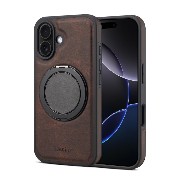 For iPhone 16 Plus Denior A14 Skin Feel Rotating Holder MagSafe Phone Case(Brown) - free shipping - PMC TechLife - Order now!