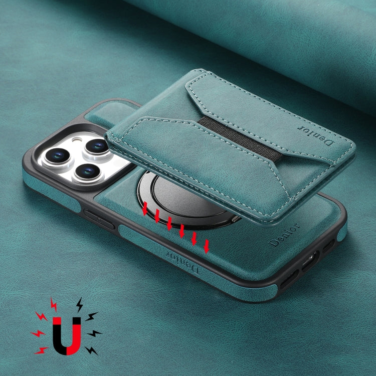 For iPhone 16 Denior D18 Skin Feel Rotating Holder MagSafe Detachable Card Slot Phone Case(Blue) - free shipping - PMC TechLife - Order now!