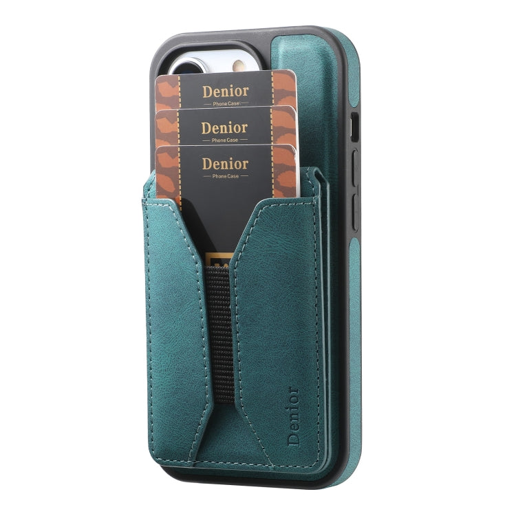 For iPhone 16 Denior D18 Skin Feel Rotating Holder MagSafe Detachable Card Slot Phone Case(Blue) - free shipping - PMC TechLife - Order now!