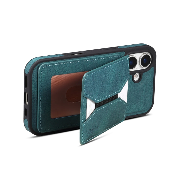 For iPhone 16 Denior D18 Skin Feel Rotating Holder MagSafe Detachable Card Slot Phone Case(Blue) - free shipping - PMC TechLife - Order now!