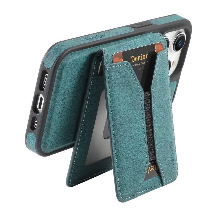 For iPhone 16 Pro Denior D18 Skin Feel Rotating Holder MagSafe Detachable Card Slot Phone Case(Blue) - free shipping - PMC TechLife - Order now!