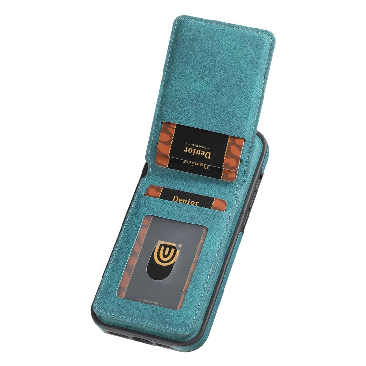 For iPhone 16 Pro Denior D18 Skin Feel Rotating Holder MagSafe Detachable Card Slot Phone Case(Blue) - free shipping - PMC TechLife - Order now!