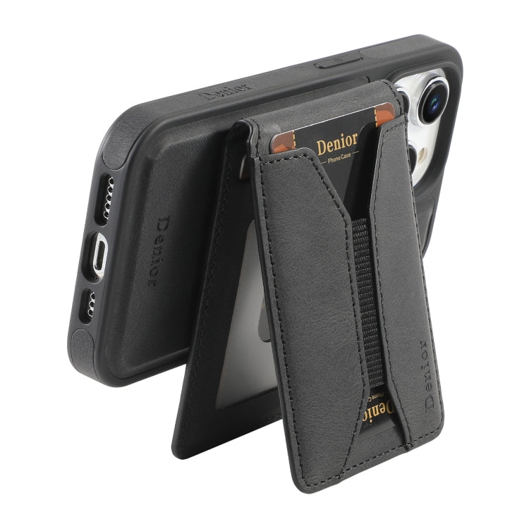 For iPhone 16 Pro Denior D18 Skin Feel Rotating Holder MagSafe Detachable Card Slot Phone Case(Black) - free shipping - PMC TechLife - Order now!