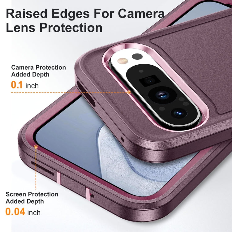 For Google Pixel 9 Rugged PC + Silicone Phone Case with Holder(Purple+Pink) - free shipping - PMC TechLife - Order now!