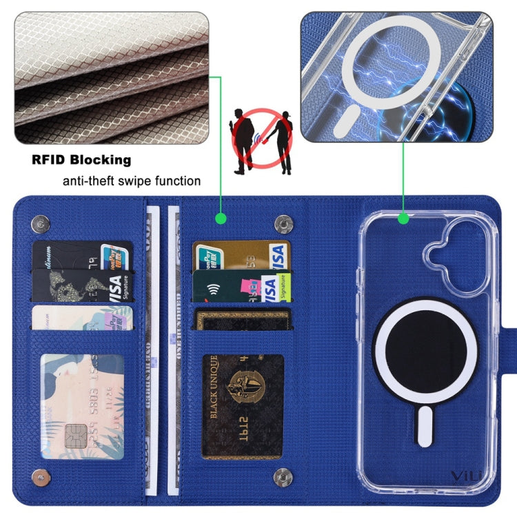 For Samsung Galaxy S24 5G ViLi GHA-C Series RFID MagSafe Magnetic Flip Leather Phone Case(Blue) - free shipping - PMC Jewellery - Order now!