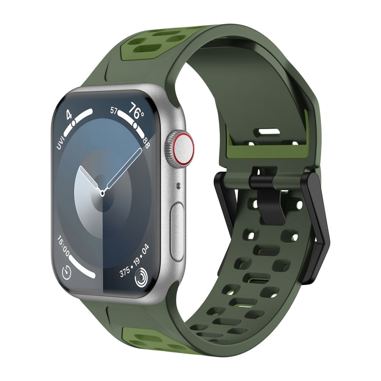 For Apple Watch Series 9 45mm Meteorite Two-color Silicone Watch Band(Army Green) - free shipping - PMc TechLife - Order now!
