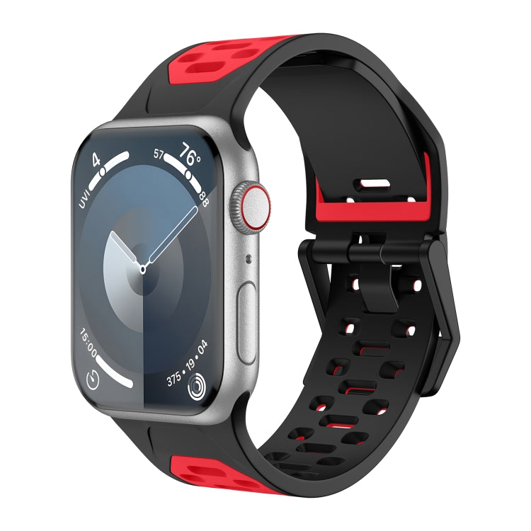 For Apple Watch Series 9 45mm Meteorite Two-color Silicone Watch Band(Black Red) - free shipping - PMc TechLife - Order now!