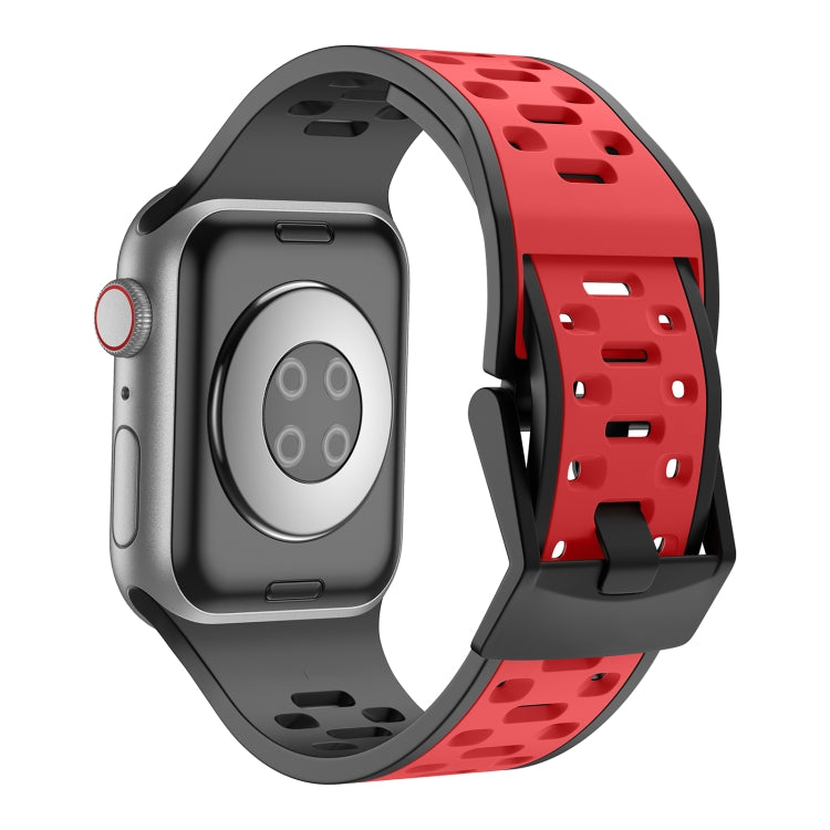 For Apple Watch Series 9 45mm Meteorite Two-color Silicone Watch Band(Black Red) - free shipping - PMc TechLife - Order now!
