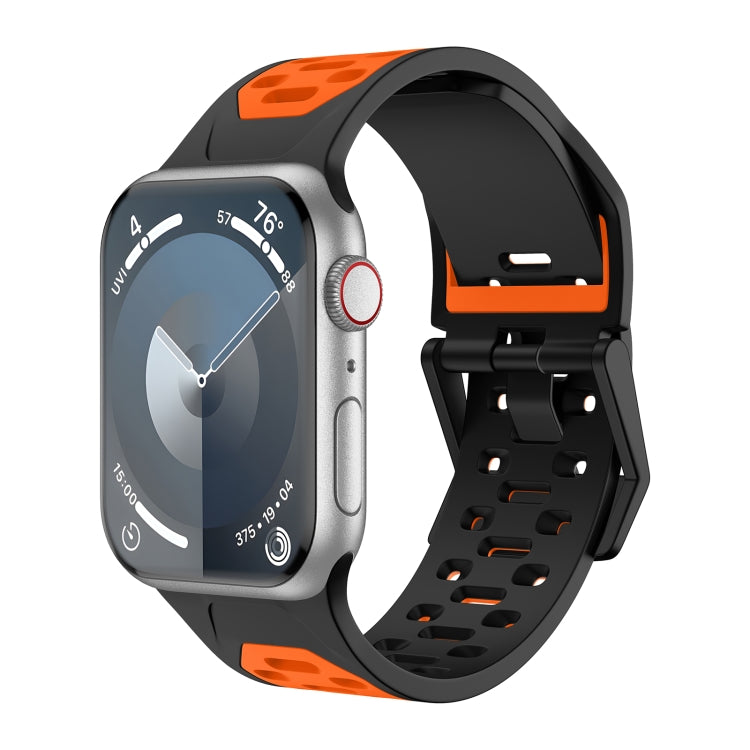 For Apple Watch SE 2022 44mm Meteorite Two-color Silicone Watch Band(Black Orange) - free shipping - PMc TechLife - Order now!
