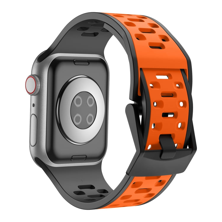 For Apple Watch SE 2022 44mm Meteorite Two-color Silicone Watch Band(Black Orange) - free shipping - PMc TechLife - Order now!