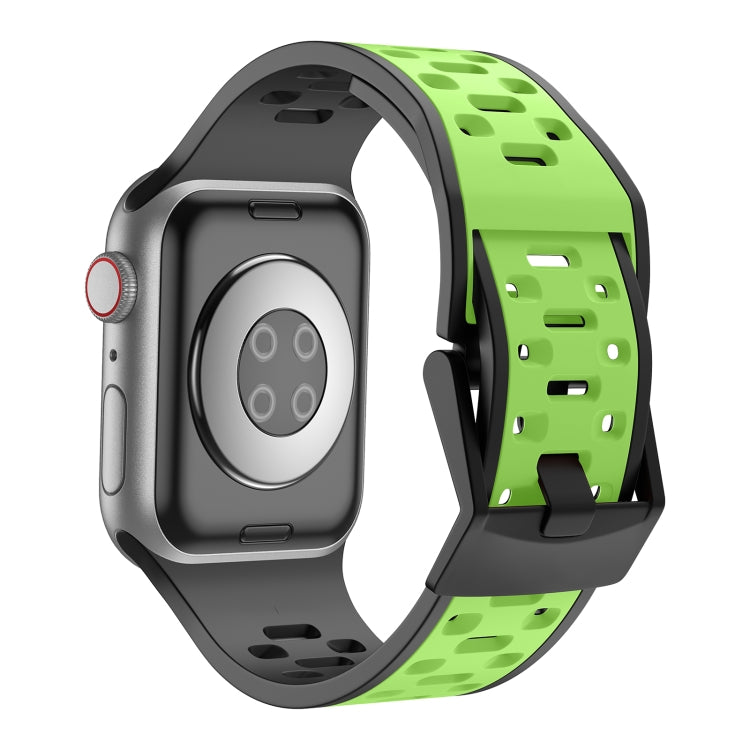 For Apple Watch SE 44mm Meteorite Two-color Silicone Watch Band(Black Green) - free shipping - PMc TechLife - Order now!