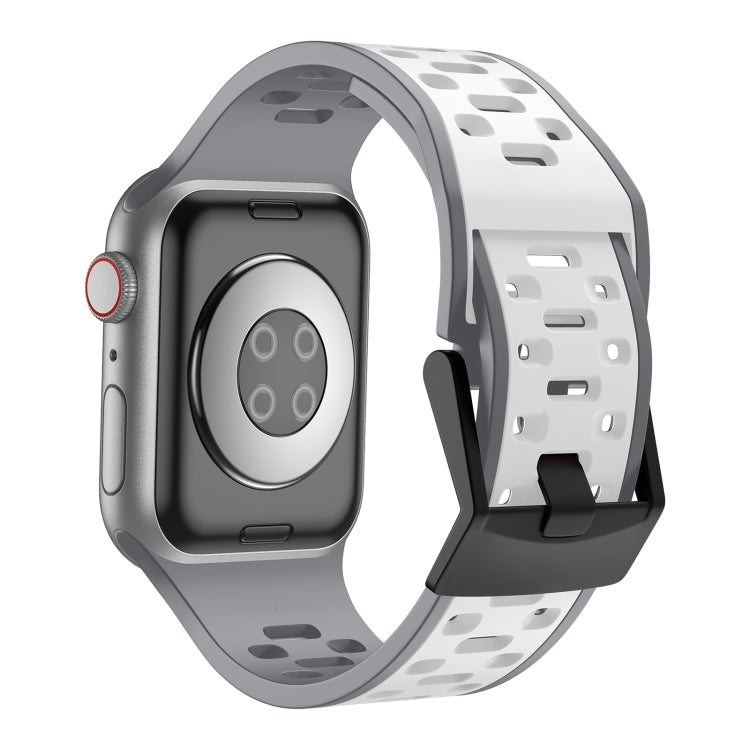 For Apple Watch Series 5 44mm Meteorite Two-color Silicone Watch Band(Grey White) - free shipping - PMc TechLife - Order now!