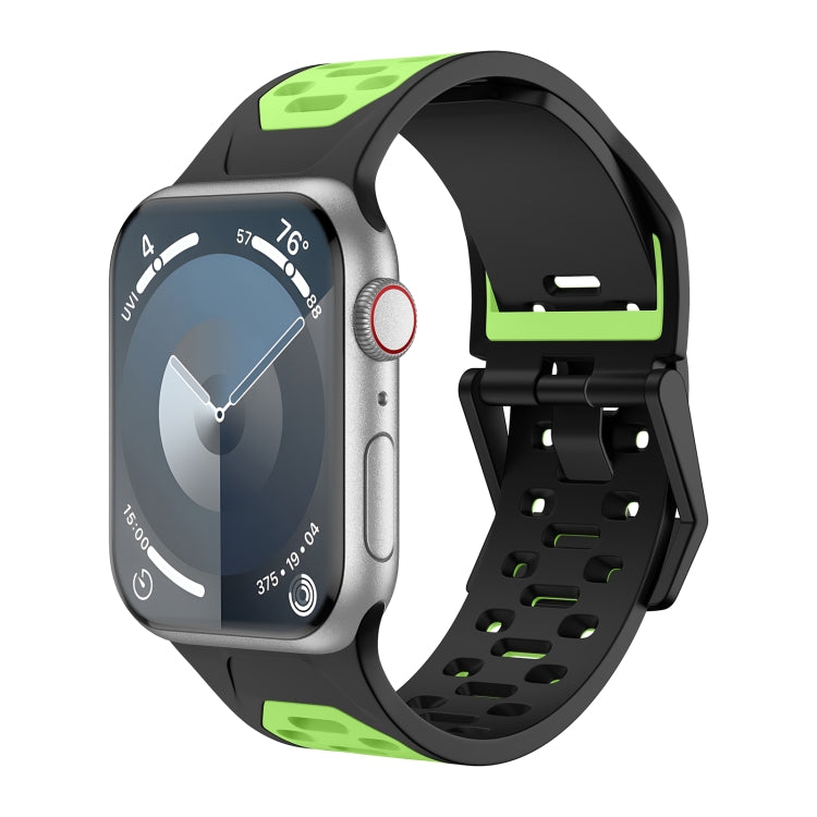 For Apple Watch Series 3 42mm Meteorite Two-color Silicone Watch Band(Black Green) - free shipping - PMc TechLife - Order now!