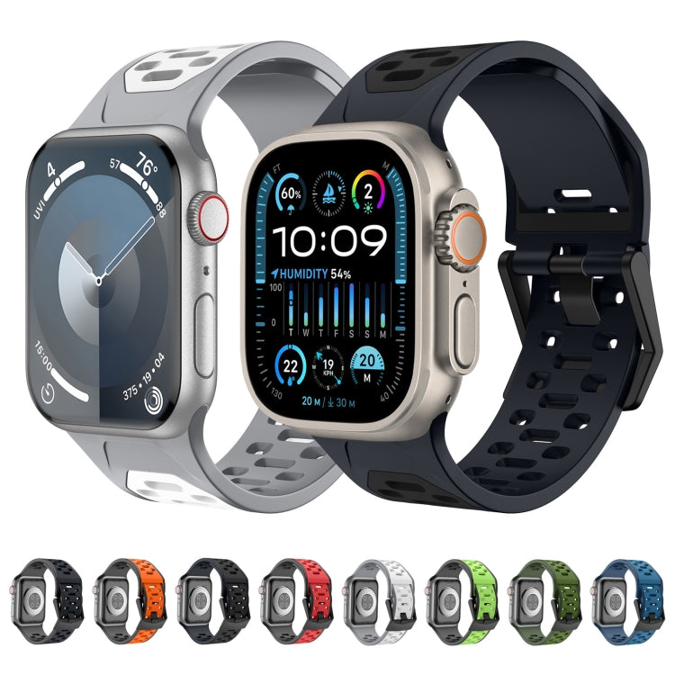 For Apple Watch Series 9 45mm Meteorite Two-color Silicone Watch Band(Black Red) - free shipping - PMc TechLife - Order now!