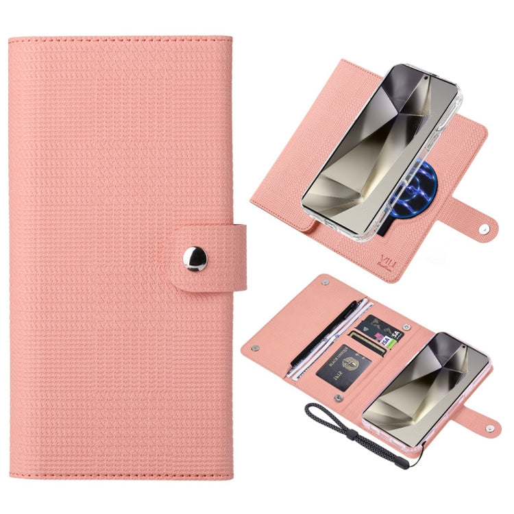 For Samsung Galaxy S24 Ultra 5G ViLi GHB-C Series RFID MagSafe Magnetic Flip Leather Phone Case(Pink) - free shipping - PMC Jewellery - Order now!
