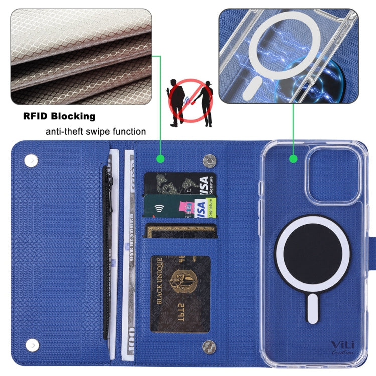 For Samsung Galaxy S24 Ultra 5G ViLi GHB-C Series RFID MagSafe Magnetic Flip Leather Phone Case(Blue) - free shipping - PMC Jewellery - Order now!