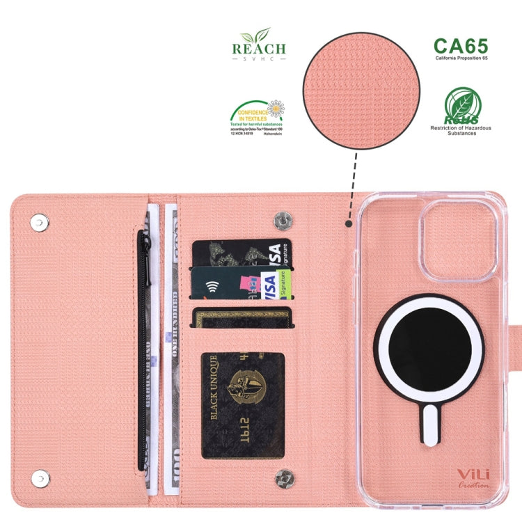 For Samsung Galaxy S24+ 5G ViLi GHB-C Series RFID MagSafe Magnetic Flip Leather Phone Case(Pink) - free shipping - PMC Jewellery - Order now!