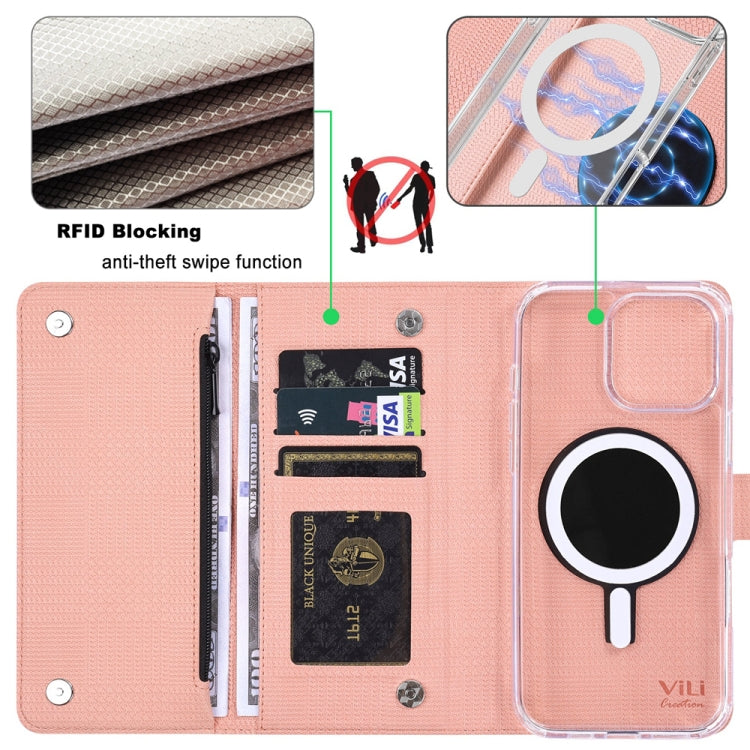 For Samsung Galaxy S24+ 5G ViLi GHB-C Series RFID MagSafe Magnetic Flip Leather Phone Case(Pink) - free shipping - PMC Jewellery - Order now!