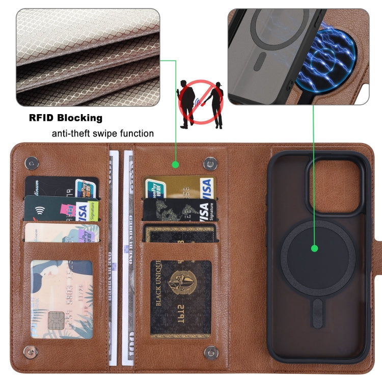 For iPhone 16 Pro ViLi GVA Series MagSafe Magnetic RFID Leather Phone Case(Brown) - iPhone 16 Pro Cases by ViLi | Online Shopping South Africa | PMC TechLife | Buy Now Pay Later Mobicred