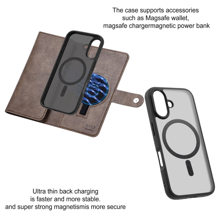 For iPhone 16 Plus ViLi GVS Series MagSafe Magnetic RFID Leather Phone Case(Coffee) - iPhone 16 Plus Cases by ViLi | Online Shopping South Africa | PMC TechLife | Buy Now Pay Later Mobicred