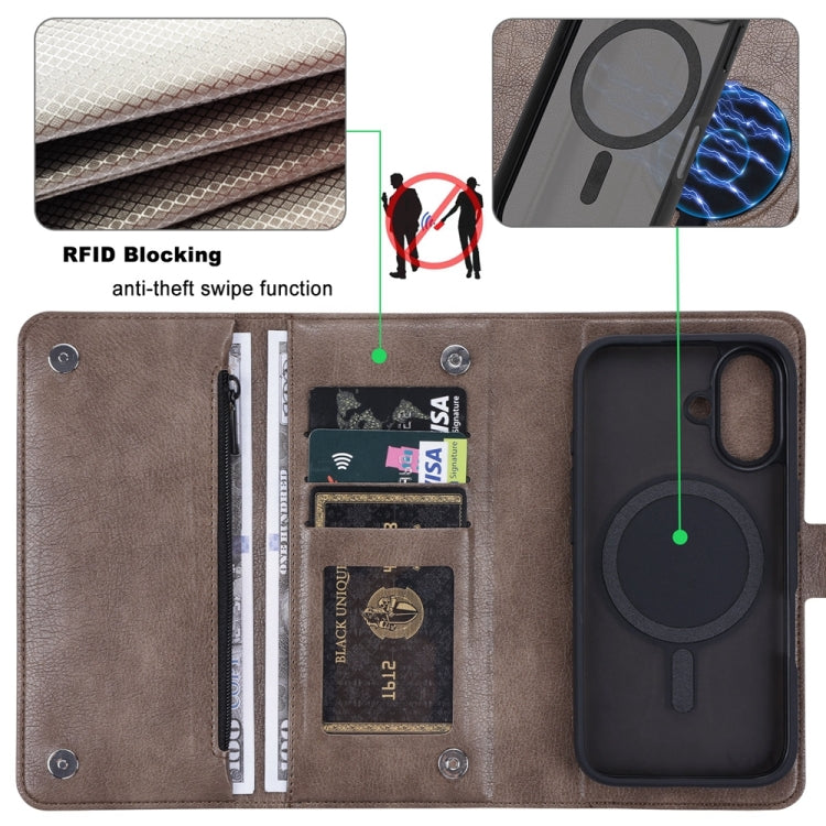 For iPhone 16 Plus ViLi GVS Series MagSafe Magnetic RFID Leather Phone Case(Coffee) - iPhone 16 Plus Cases by ViLi | Online Shopping South Africa | PMC TechLife | Buy Now Pay Later Mobicred
