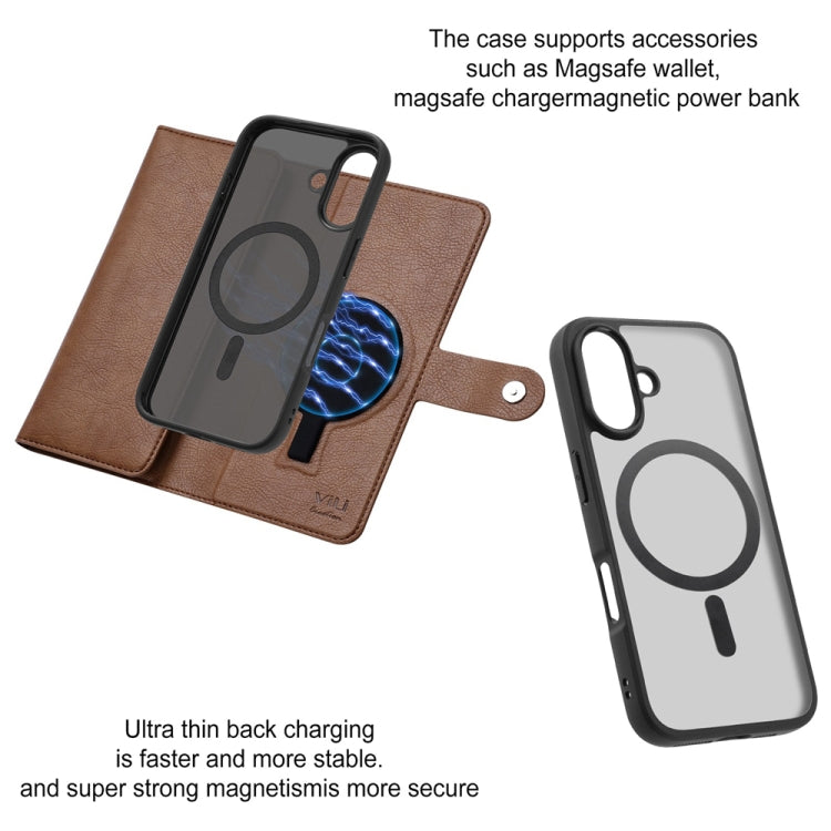 For iPhone 16 Plus ViLi GVS Series MagSafe Magnetic RFID Leather Phone Case(Brown) - iPhone 16 Plus Cases by ViLi | Online Shopping South Africa | PMC TechLife | Buy Now Pay Later Mobicred