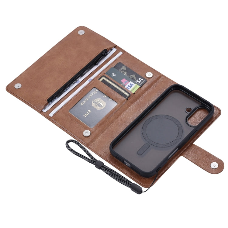 For iPhone 16 Plus ViLi GVS Series MagSafe Magnetic RFID Leather Phone Case(Brown) - iPhone 16 Plus Cases by ViLi | Online Shopping South Africa | PMC TechLife | Buy Now Pay Later Mobicred