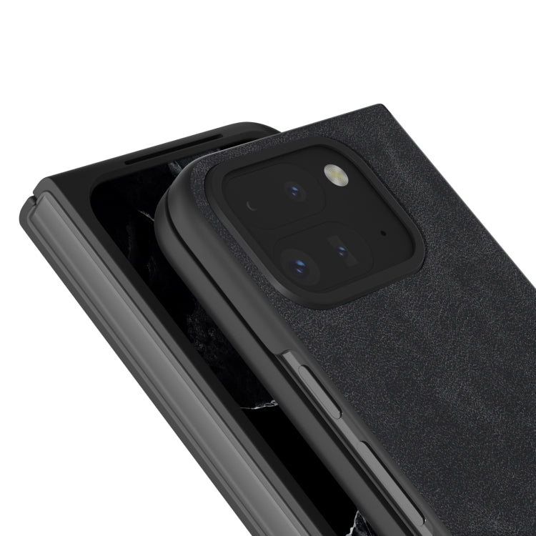 For Google Pixel 9 Pro Fold Black Frame PU Leather Full Coverage Phone Case(Black) - Google Cases by PMC TechLife | Online Shopping South Africa | PMC TechLife | Buy Now Pay Later Mobicred