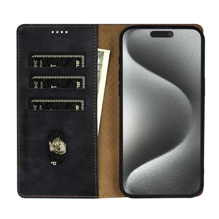 For iPhone 16 Pro N.BEKUS CSJ-P1 Solid Color Leather Phone Case(Black) - iPhone 16 Pro Cases by N.BEKUS | Online Shopping South Africa | PMC TechLife | Buy Now Pay Later Mobicred