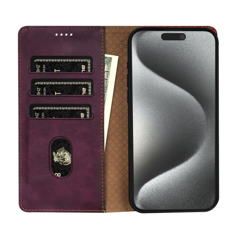 For iPhone 16e N.BEKUS CSJ-P1 Solid Color Leather Phone Case(Wine Red) - iPhone 16e Cases by N.BEKUS | Online Shopping South Africa | PMC TechLife | Buy Now Pay Later Mobicred