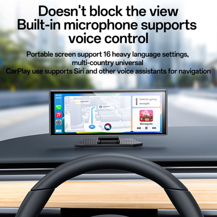 Yesido KM19 10.26 inch Center Console CarPlay Portable Car Video Navigation with Driving Recorder(Black) - free shipping - PMC Jewellery - Order now!