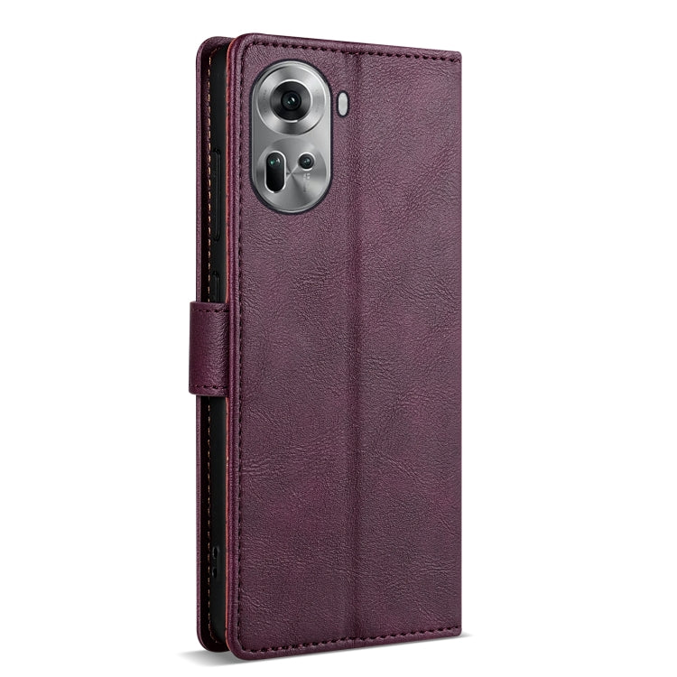 For OPPO Reno11 Pro 5G Global N.BEKUS CSJ-P1 Solid Color Leather Phone Case(Wine Red) - free shipping - PMC Jewellery - Order now!