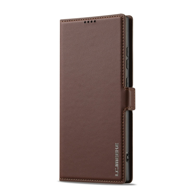 For Samsung Galaxy S25 Ultra 5G LC.IMEEKE L1 Series Frosted Fine Texture PU Phone Case(Brown) - Galaxy S25 Ultra 5G Cases by LC.IMEEKE | Online Shopping South Africa | PMC Jewellery | Buy Now Pay Later Mobicred