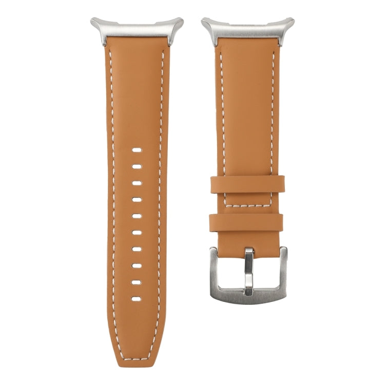 For Samsung Galaxy Watch Ultra 47mm Plain Genuine Leather Watch Band(Yellow Brown) - Watch Bands by PMC TechLife | Online Shopping South Africa | PMC TechLife | Buy Now Pay Later Mobicred