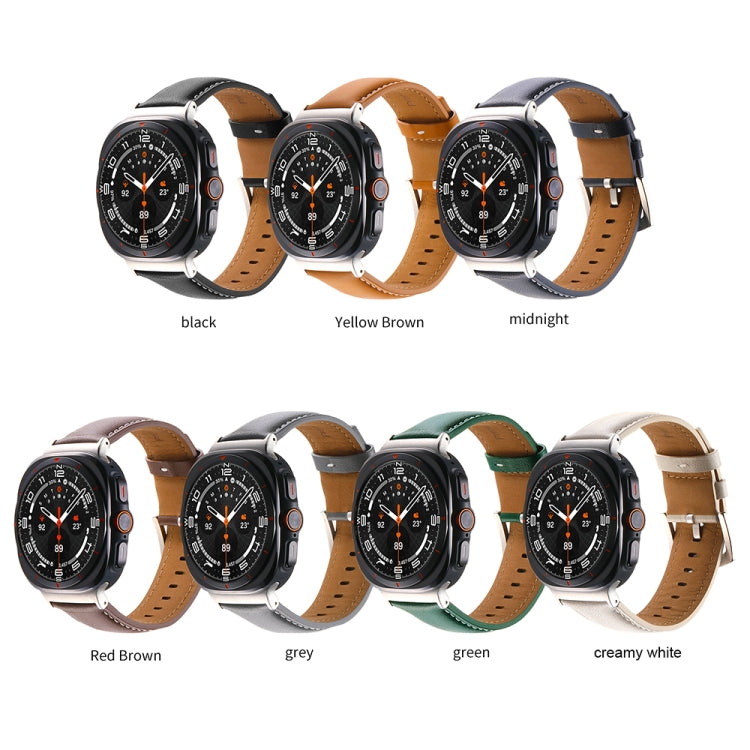 For Samsung Galaxy Watch Ultra 47mm Plain Genuine Leather Watch Band(Yellow Brown) - Watch Bands by PMC TechLife | Online Shopping South Africa | PMC TechLife | Buy Now Pay Later Mobicred