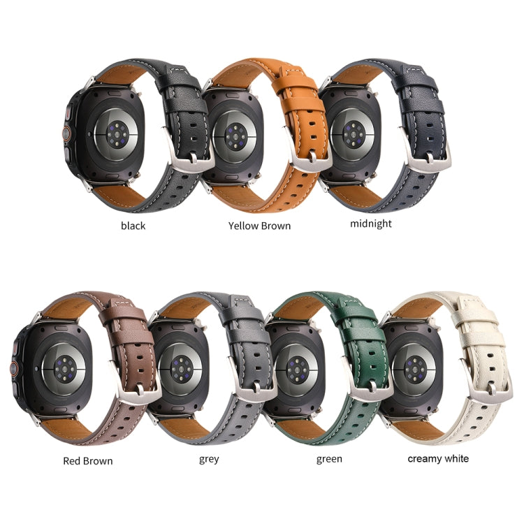 For Samsung Galaxy Watch Ultra 47mm Plain Genuine Leather Watch Band(Creamy White) - Watch Bands by PMC TechLife | Online Shopping South Africa | PMC TechLife | Buy Now Pay Later Mobicred