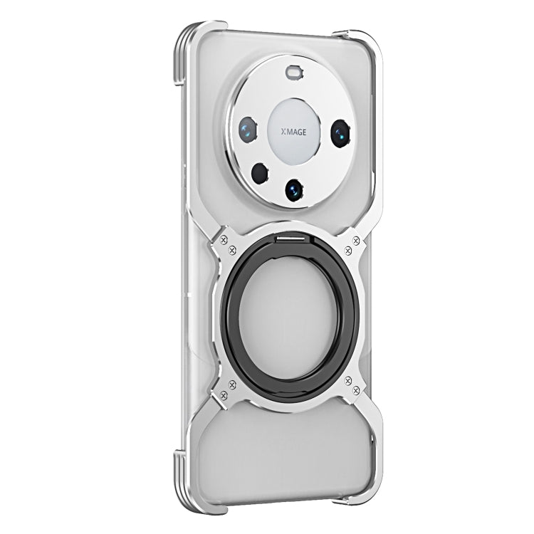 For Huawei Mate 60 Pro+ Mechanical Arm Borderless MagSafe Holder Metal Phone Case(Silver) - Huawei Cases by PMC TechLife | Online Shopping South Africa | PMC TechLife | Buy Now Pay Later Mobicred