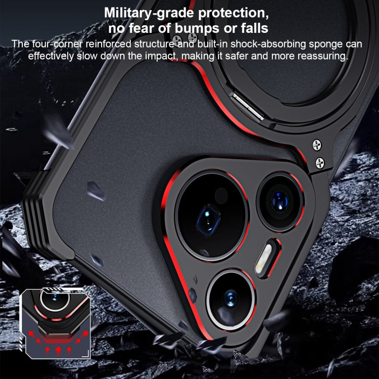 For Huawei Mate 60 Pro+ Mechanical Arm Borderless MagSafe Holder Metal Phone Case(Black Red) - Huawei Cases by PMC TechLife | Online Shopping South Africa | PMC TechLife | Buy Now Pay Later Mobicred
