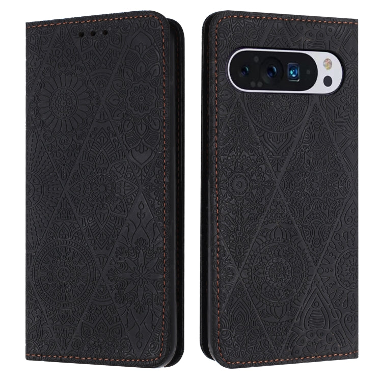 For Google Pixel 9 Pro XL Ethnic Embossed Adsorption Leather Phone Case(Black) - Google Cases by PMC TechLife | Online Shopping South Africa | PMC TechLife | Buy Now Pay Later Mobicred