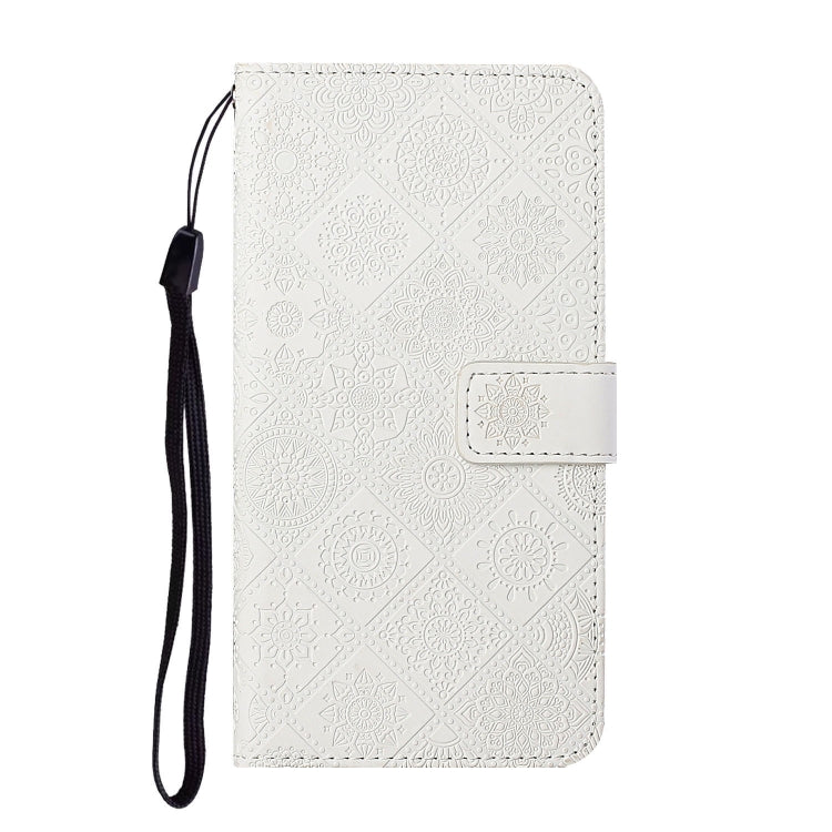 For Samsung Galaxy S25 5G Ethnic Style Embossed Pattern Leather Phone Case(White) - Galaxy S25 5G Cases by PMC Jewellery | Online Shopping South Africa | PMC Jewellery | Buy Now Pay Later Mobicred