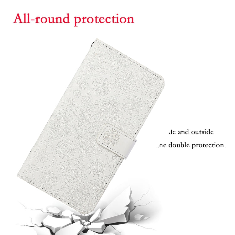 For Samsung Galaxy S25 5G Ethnic Style Embossed Pattern Leather Phone Case(White) - Galaxy S25 5G Cases by PMC Jewellery | Online Shopping South Africa | PMC Jewellery | Buy Now Pay Later Mobicred