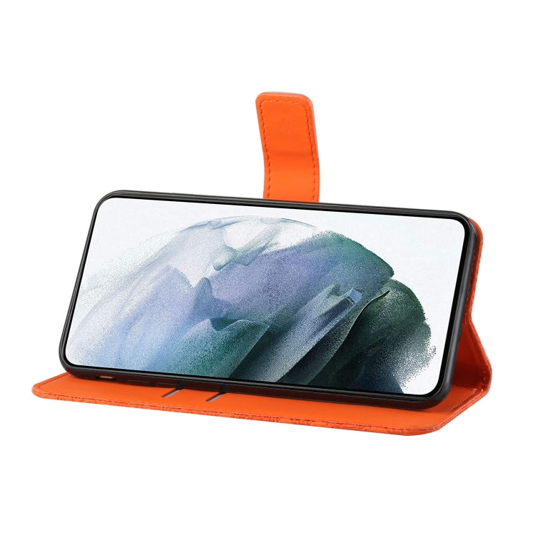 For Samsung Galaxy S25+ 5G Ethnic Style Embossed Pattern Leather Phone Case(Orange) - Galaxy S25+ 5G Cases by PMC Jewellery | Online Shopping South Africa | PMC Jewellery | Buy Now Pay Later Mobicred