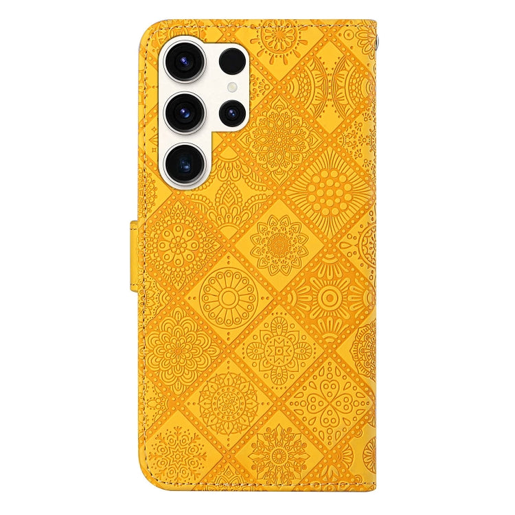 For Samsung Galaxy S25 Ultra 5G Ethnic Style Embossed Pattern Leather Phone Case(Yellow) - free shipping - PMC Jewellery - Order now!