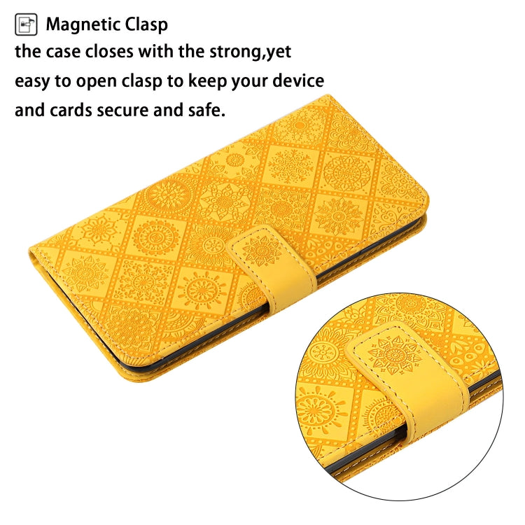 For Samsung Galaxy S25 Ultra 5G Ethnic Style Embossed Pattern Leather Phone Case(Yellow) - free shipping - PMC Jewellery - Order now!