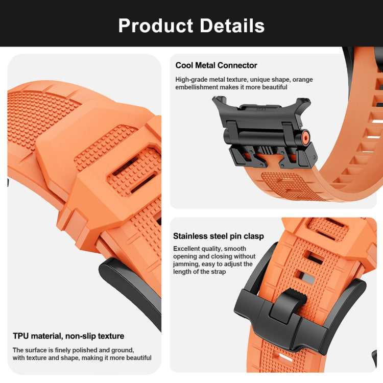 For Samsung Galaxy Watch UItra 47mm Armor TPU Sports Watch Band(Orange Silver) - free shipping - PMC TechLife - Order now!